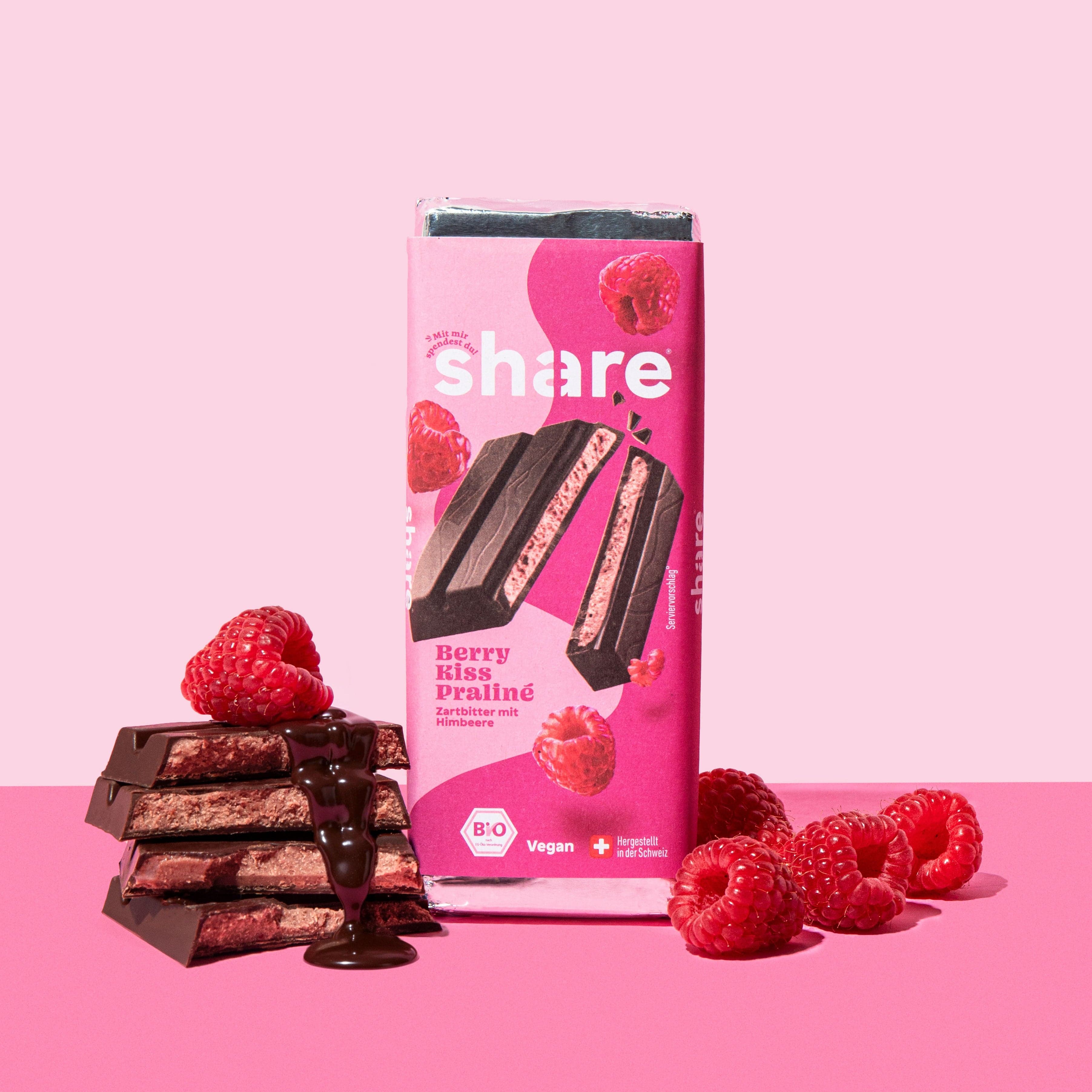 Vegane Schokoladentafel Berry Kiss Praliné - Image 3